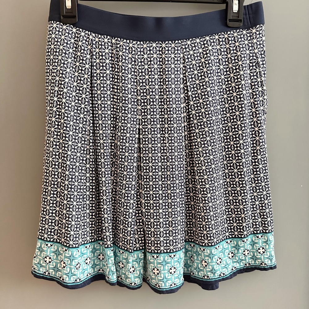 Max Studio Navy and Aqua Printed Skirt